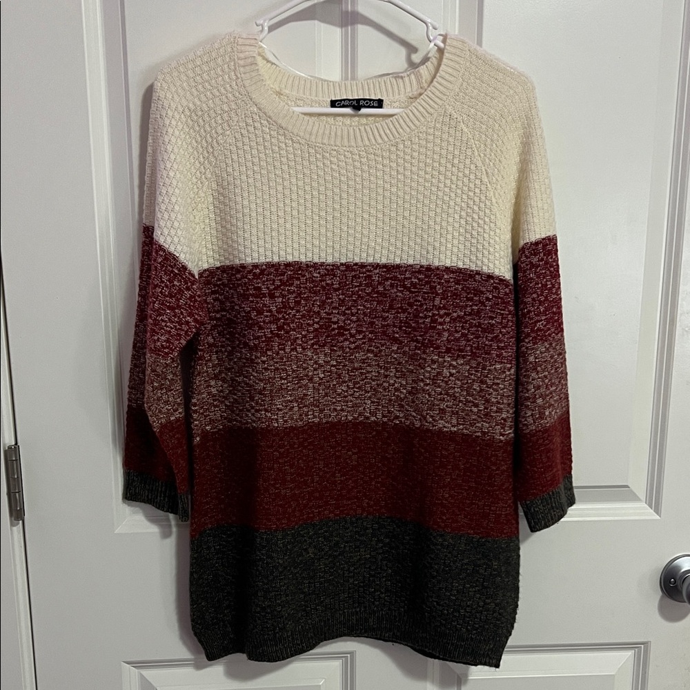Carol Rose Women's Striped Sweater - Cream, Red, Gray